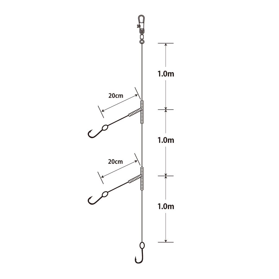 金洲シマアジ五目仕掛 3本針3m, 仕掛け・仕掛け用品 船仕掛け｜Tsulino（ツリノ）公式サイト